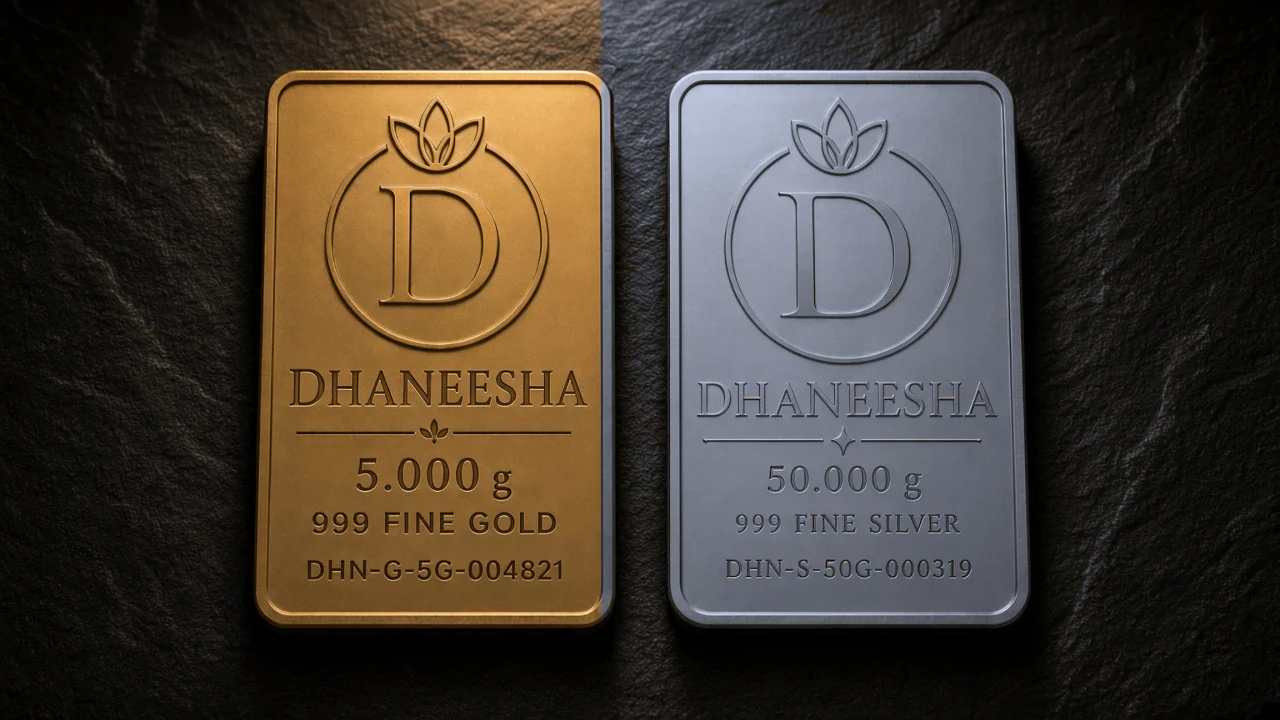 Dhaneesha investment-grade gold and silver bars