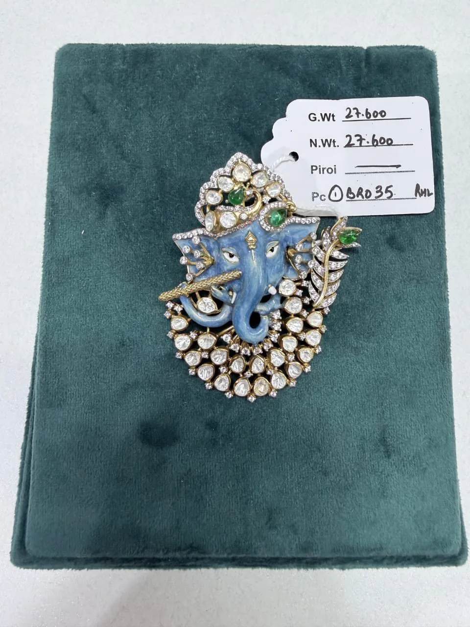 Dhaneesha Select Blue Ganesha Flute Brooch